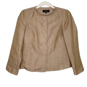 Talbots Gold Metallic Jacket‎ Women’s Size 2 Petite 2P Linen Blend Career Work
